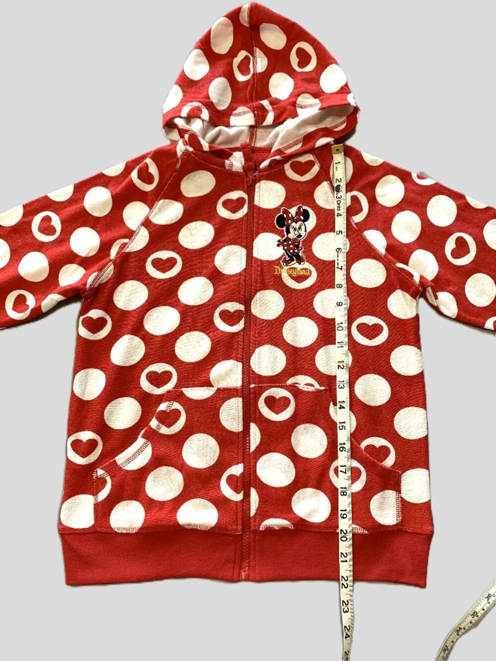 Minnie Mouse Girls Red Polka Dot Zip-up Jacket Hoodie Disney Parks Size 14